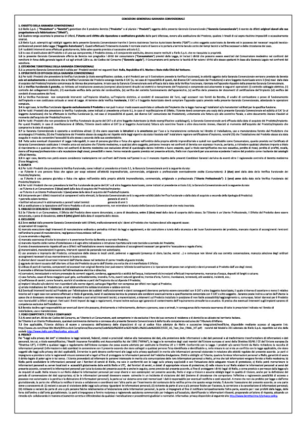 Condizioni generali garanzia convenzionale